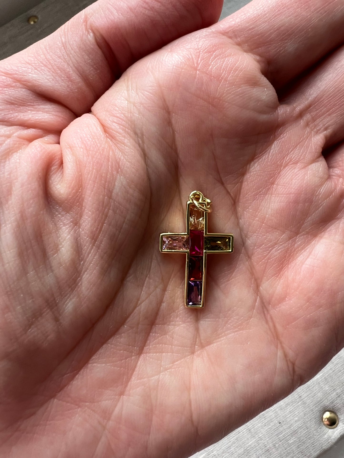Stained Glass Cross Charm
