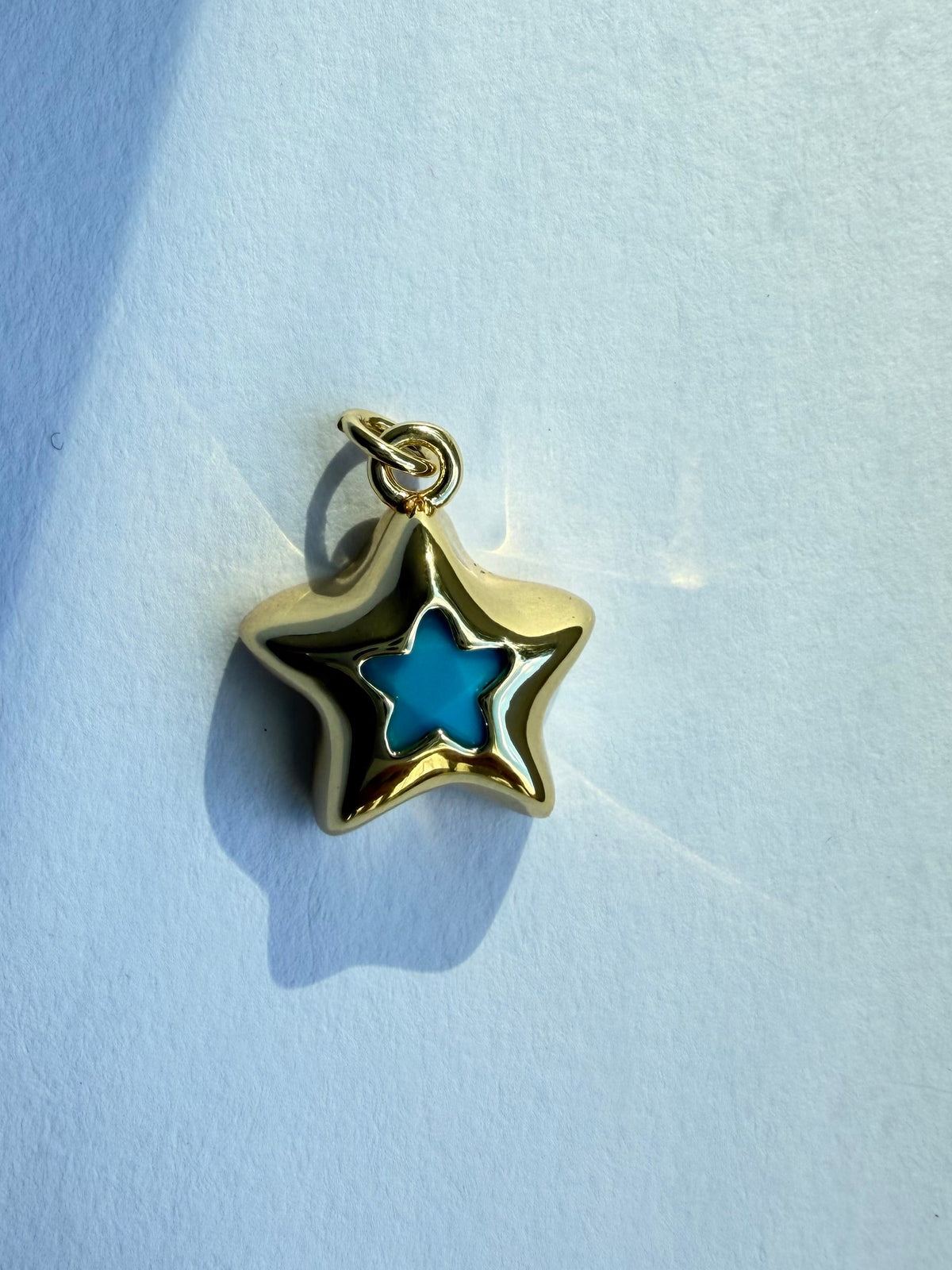 Puffy Turquoise Star Charm