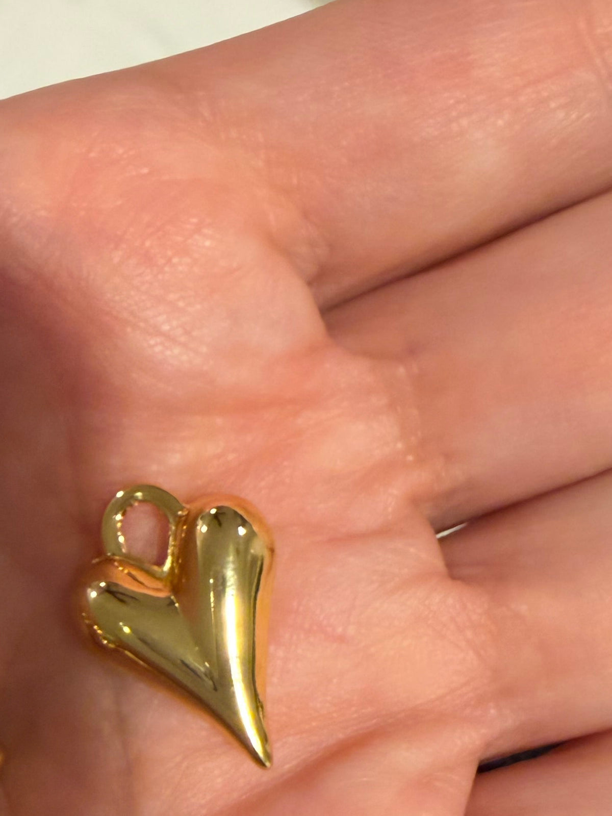 Elongated Puff Heart Charm - Small