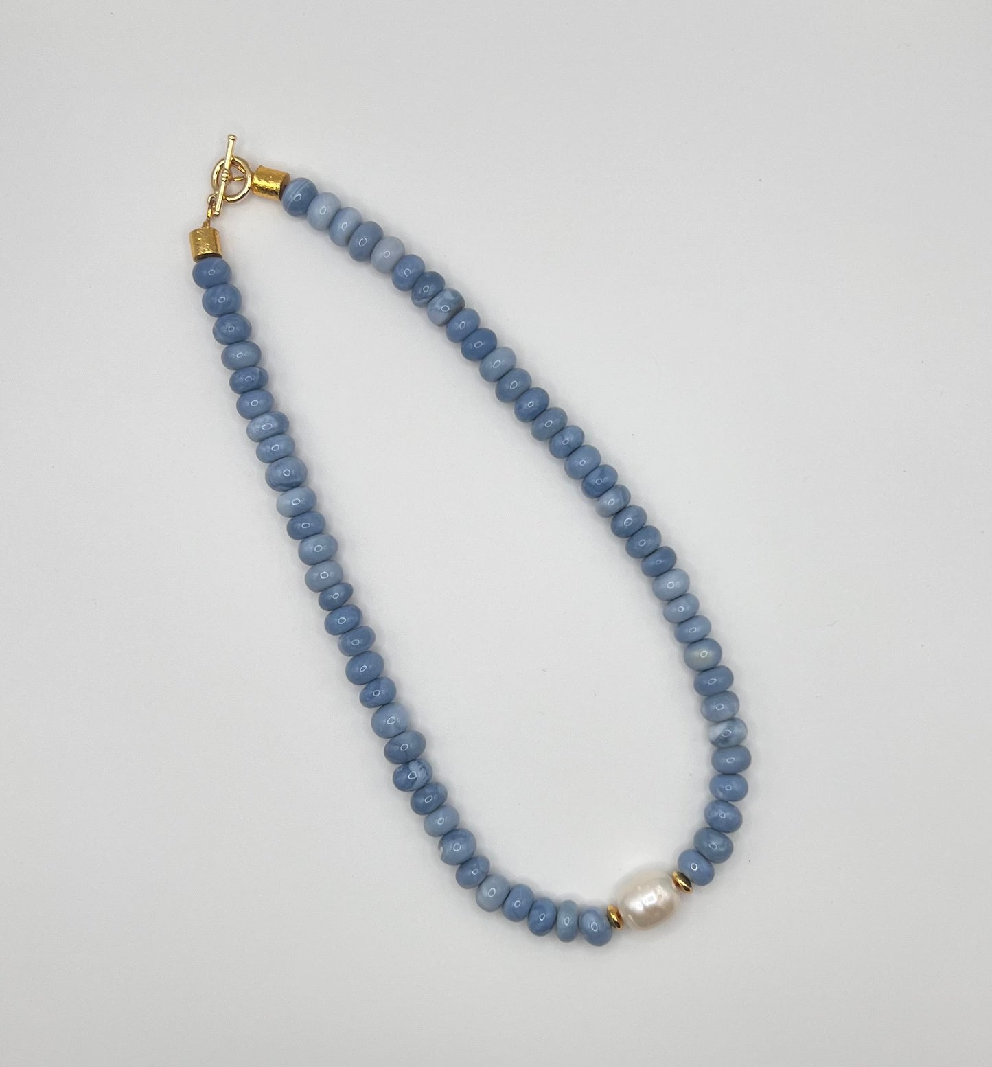 Blue Opal Gemstone & Pearl Necklace