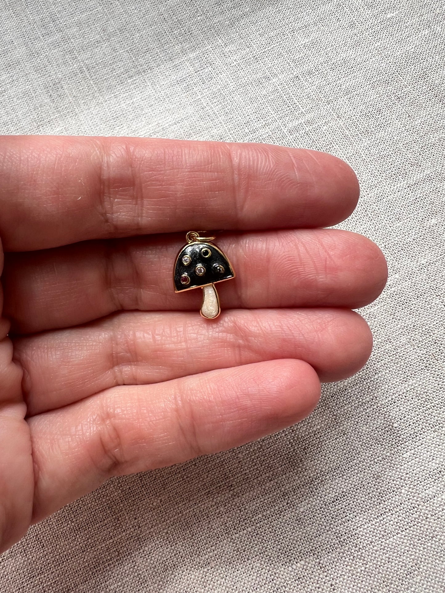 Mini Enamel Mushroom Charm