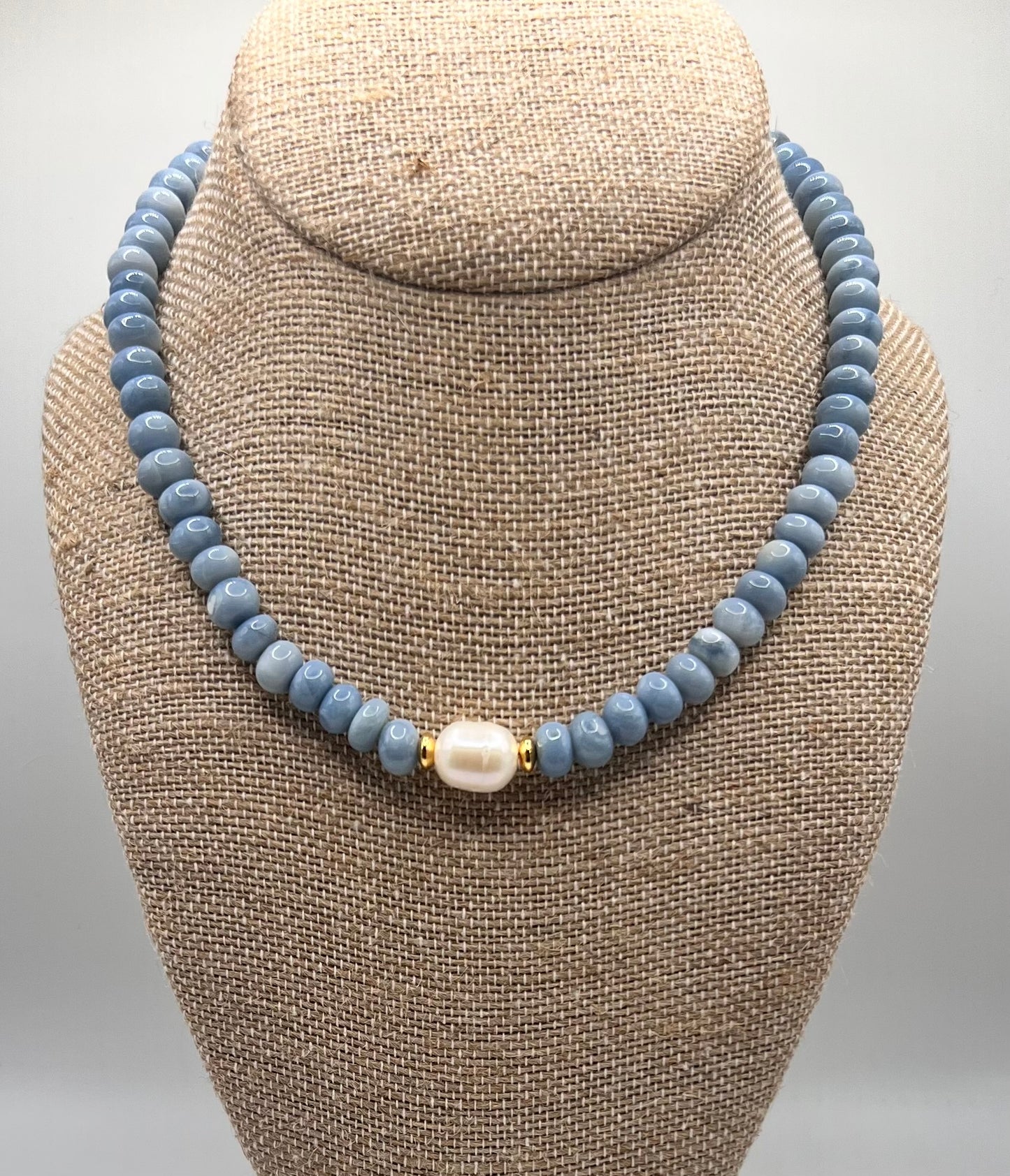 Blue Opal Gemstone & Pearl Necklace