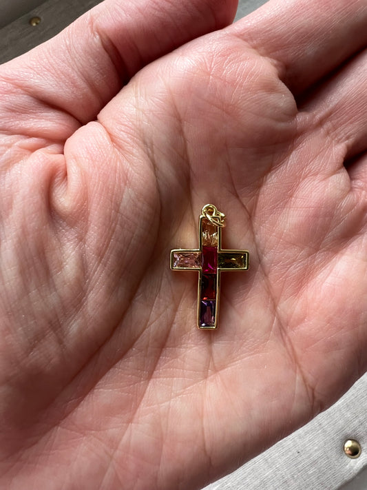 Stained Glass Cross Charm