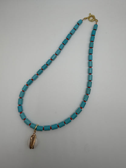 Turquoise Cowrie Necklace