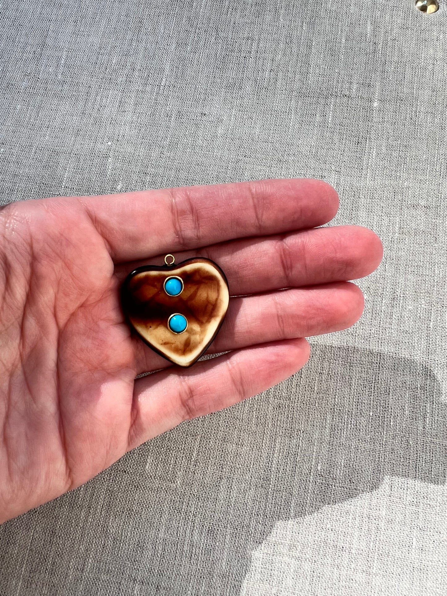 Tortoise Resin Heart Charm