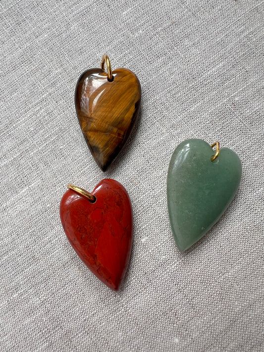 Large Gemstone Heart Charm