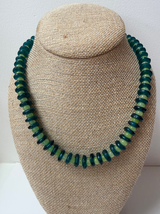 Palm Stripe Sea Glass Necklace