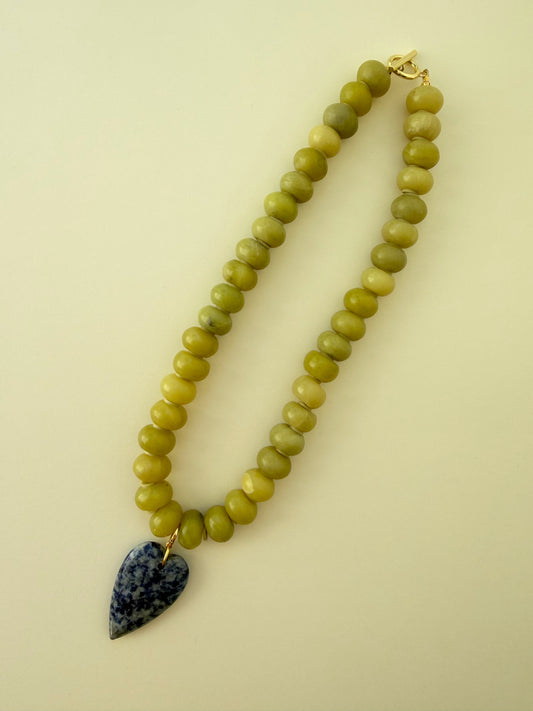 Chartreuse Puffy Heart Necklace