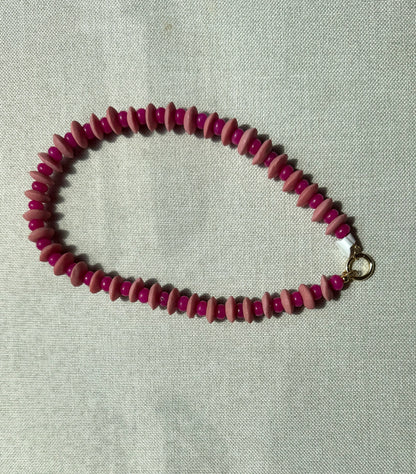Fuschia Sea Glass Necklace