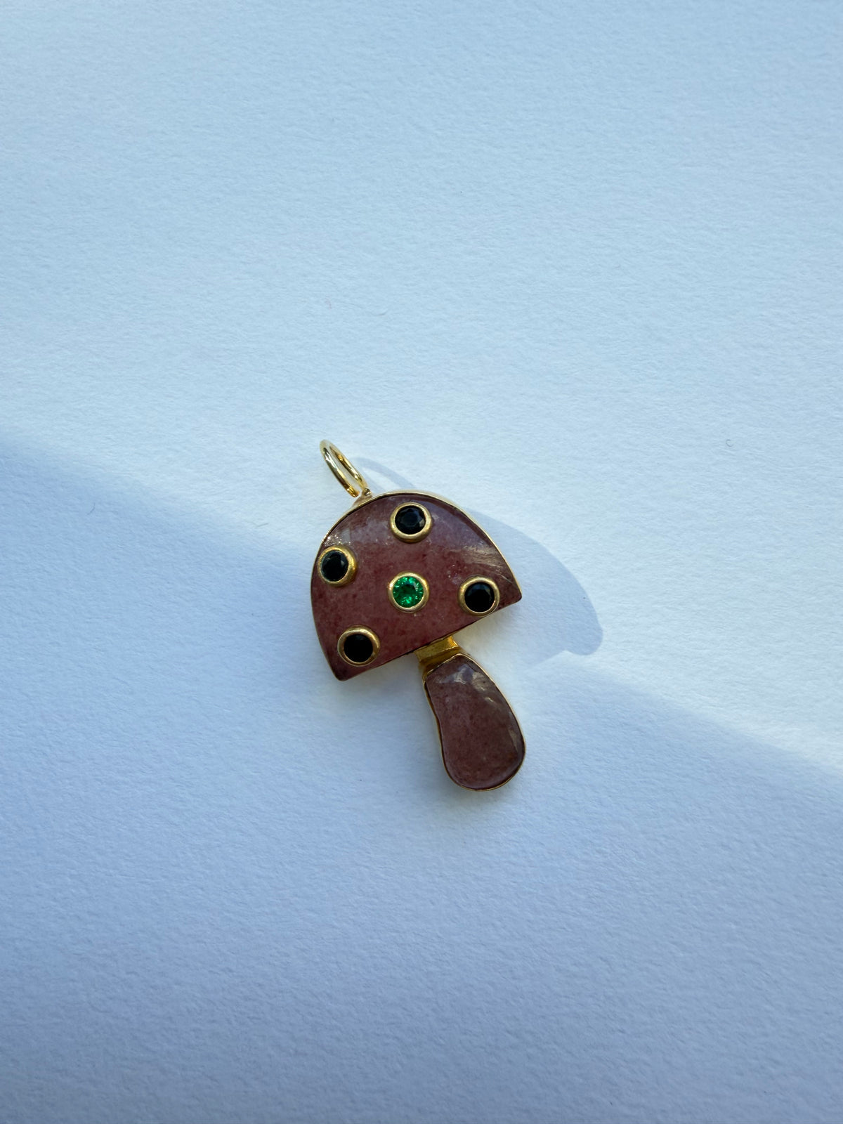Rose Gemstone Mushroom Charm