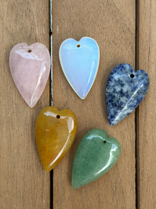 Large Gemstone Heart Charm