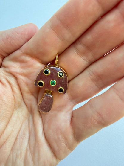 Rose Gemstone Mushroom Charm
