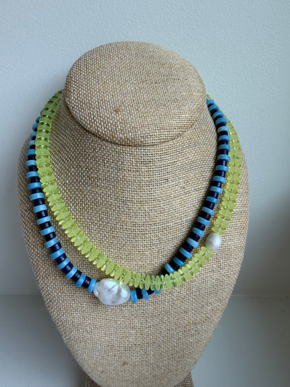 Striped Pearl Gemstone Necklace