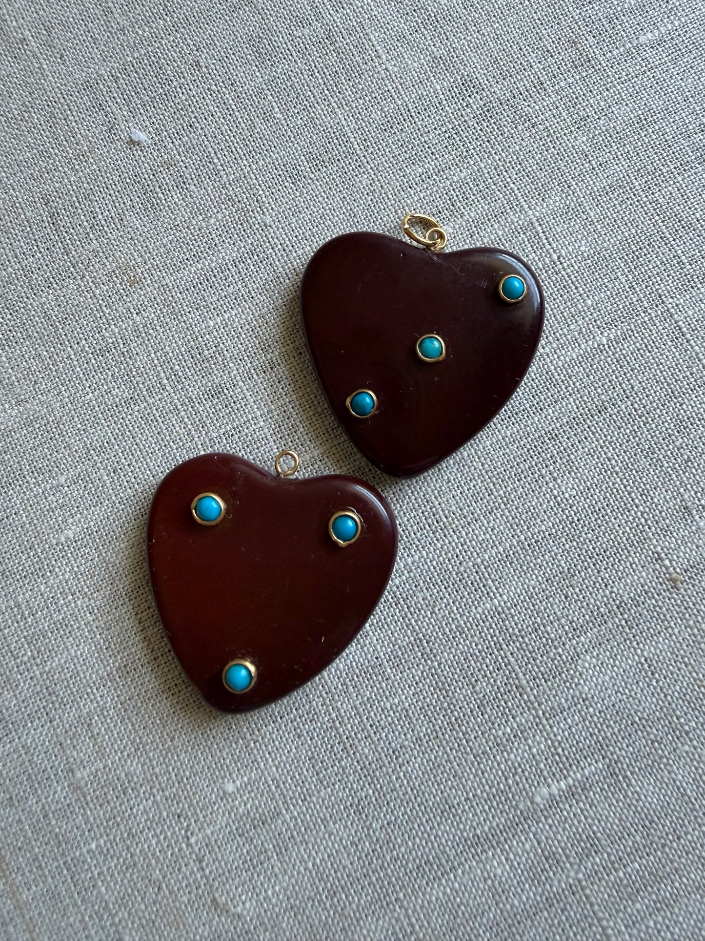 Brown Resin Heart Charm