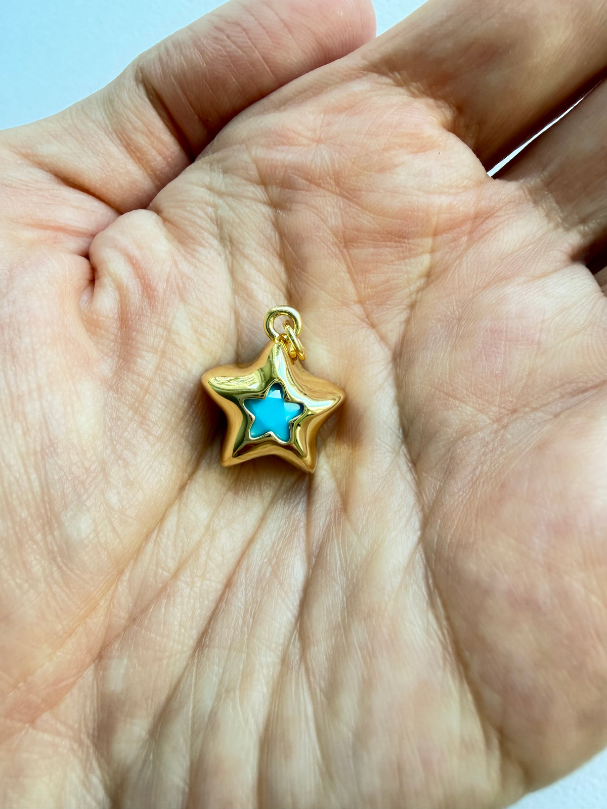 Puffy Turquoise Star Charm