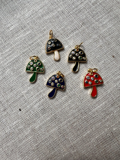 Mini Enamel Mushroom Charm