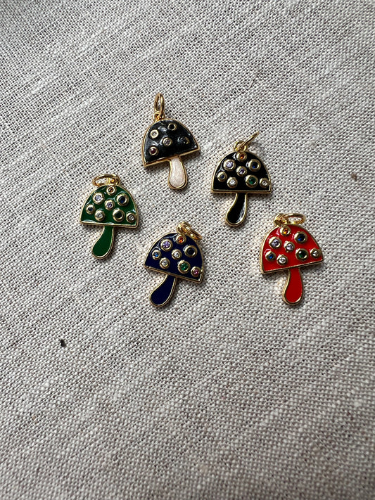 Mini Enamel Mushroom Charm